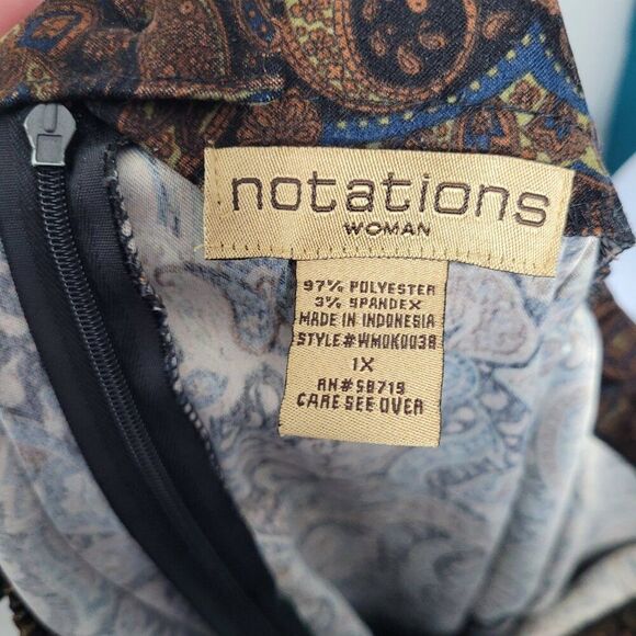 Vintage y2k notations brown black paisley print midi witchy goblincore skirt 1x - Picture 3 of 5